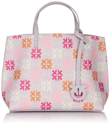 Pinko Damen Carrie Shopper Classic PVC Logodruck Tasche, Wn2q_lila/Fuchsia/weiß-antik Go im Sale